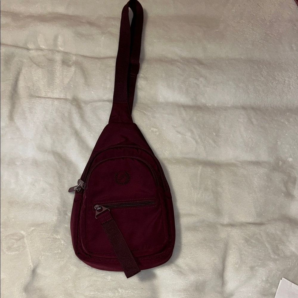 Victoria Secrets Red Mini Bag with Teardrop Shape and Textured Finish